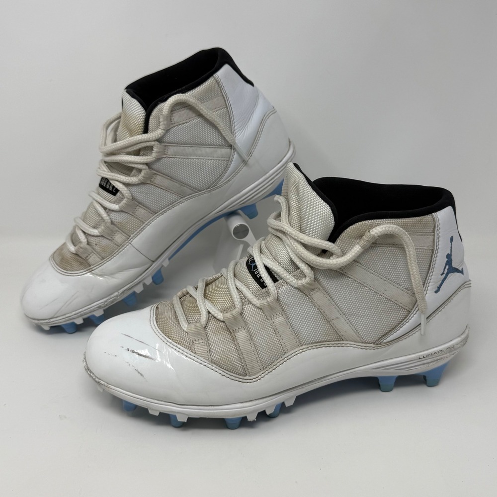 Jordan 11 Retro TD Football Cleats White Columbia Blue AO1561-117 Mens 11.5